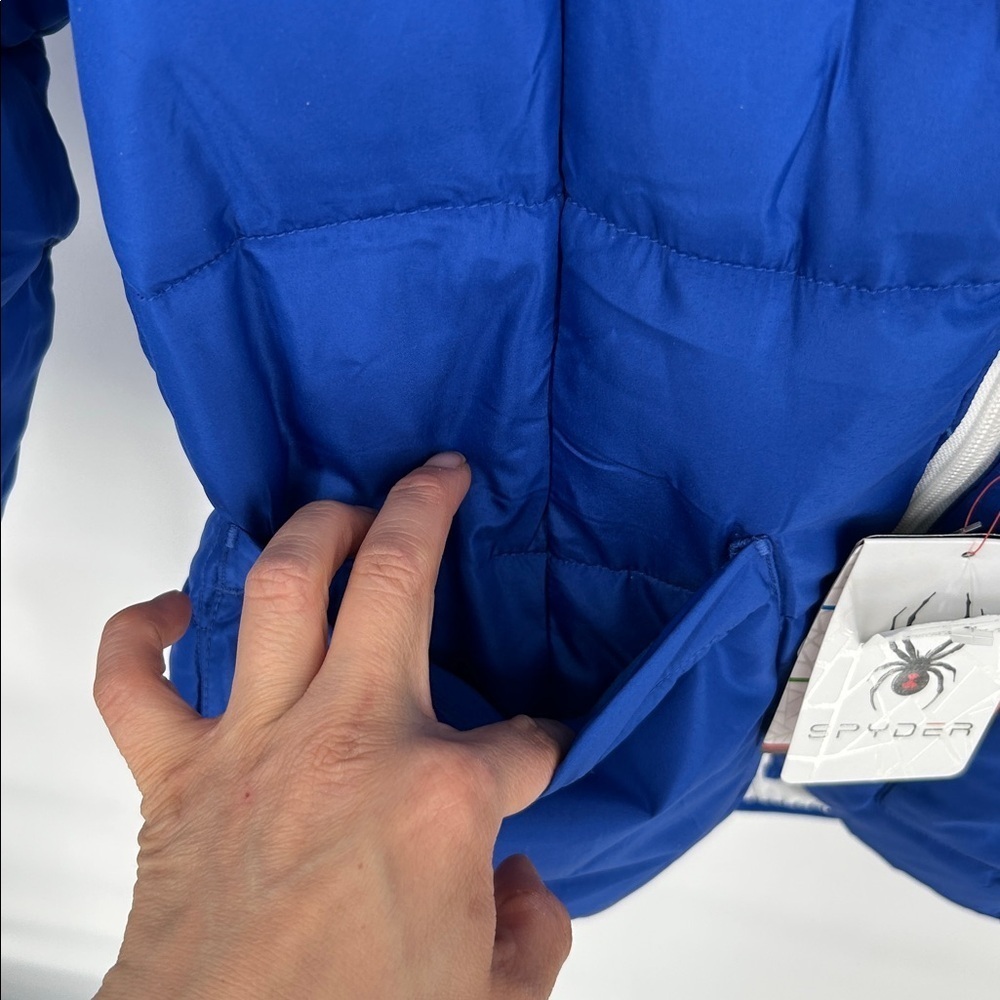 New Spyder Big Boys Reversible Puffer Jacket Blue Hooded Size L 14 16 - Picture 6 of 12